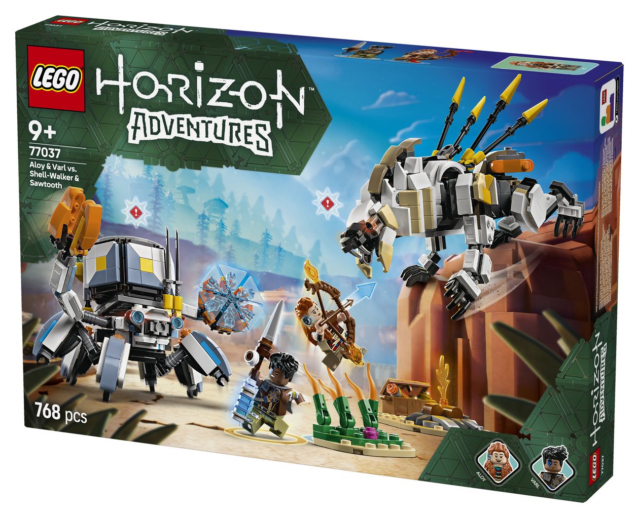 Horizon Adventures Aloy und Varl vs. Panzerwanderer und Sägezahn Bauset 768 Teile  (Mehrfarbig) 
