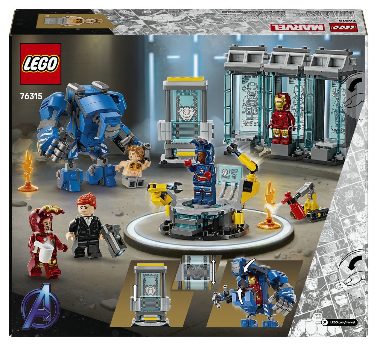 Marvel Iron Mans Labor Halle der Rüstungen Bauset 384 Teile  (Mehrfarbig) 