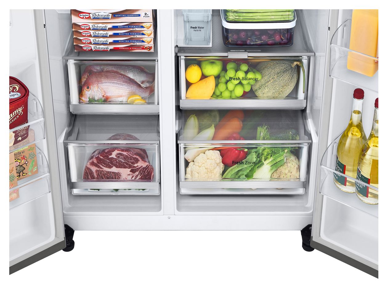 GSGV81PYLL Side-by-Side Kühl-/ Gefrierkombination 416 l / 219 l 350 kWh NoFrost 1790 mm x 913 mm  (Silber) 