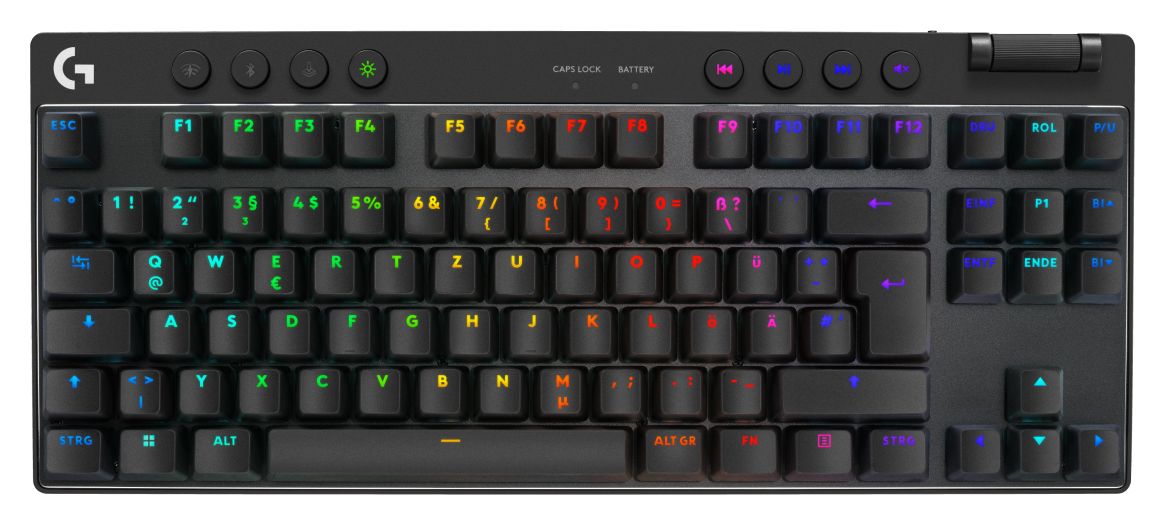 Pro X TKL RGB-LED Gaming Tastatur RF Wireless + Bluetooth 2.4 GHz  (Schwarz) 