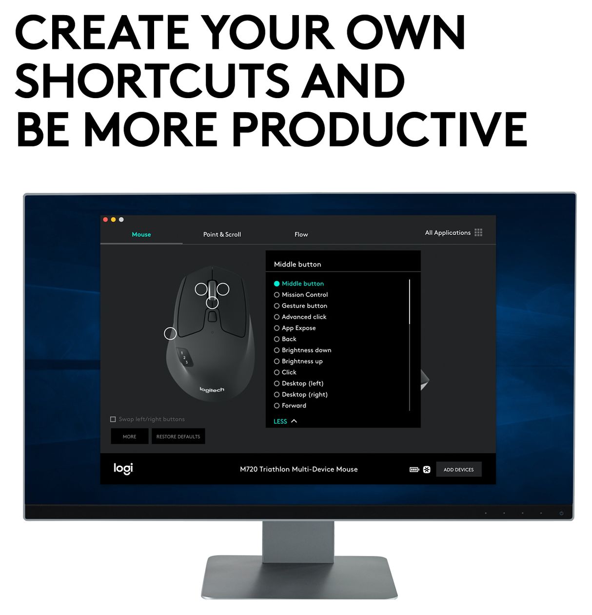 M720 1000 DPI Büro Maus Optisch  (Schwarz) 