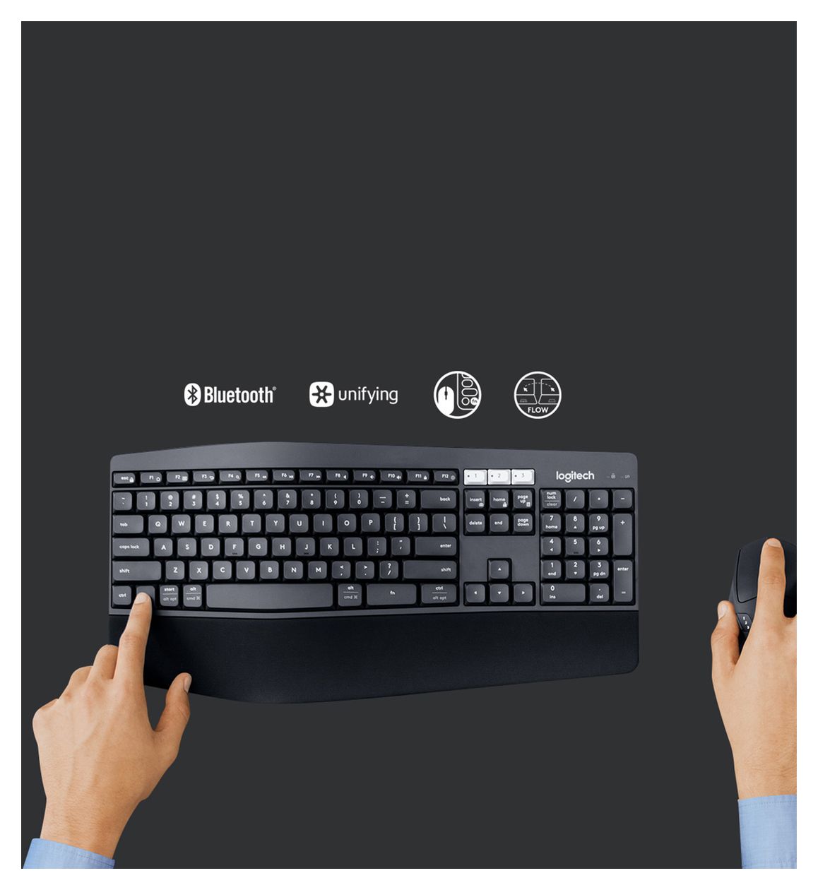 MK850 Universal Tastatur RF Wireless + Bluetooth 2.4 GHz  (Schwarz) 