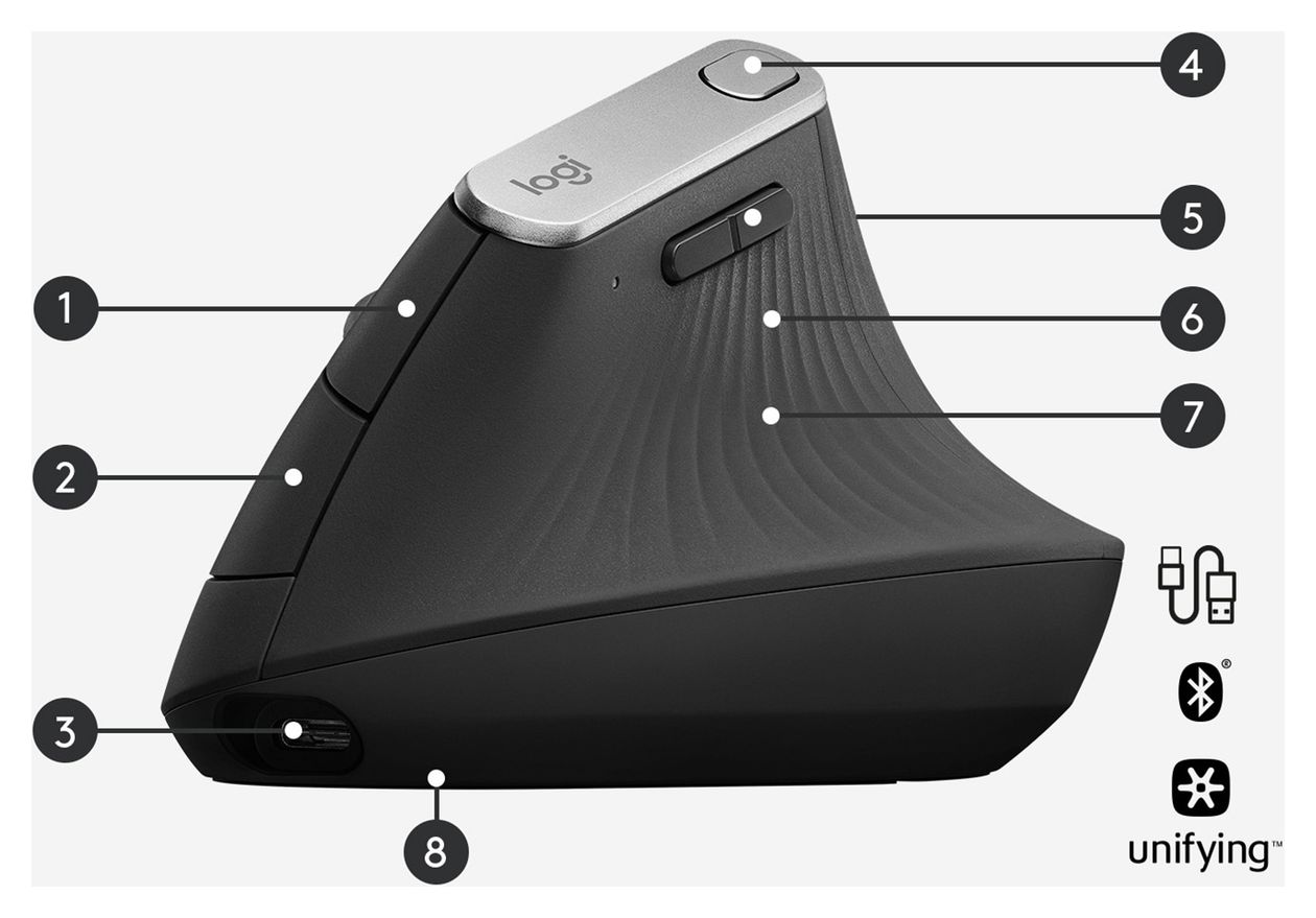 MX Vertical Advanced Ergonimic 4000 DPI Büro Maus Optisch  (Graphit) 