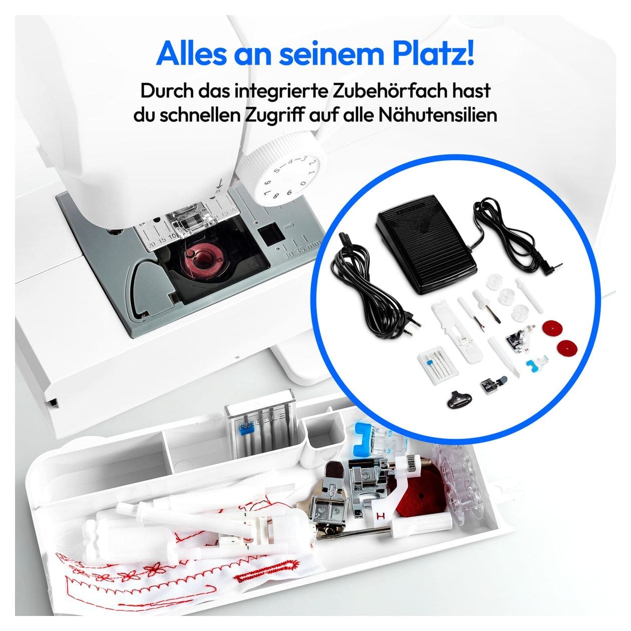 LIFE® Digitale Nähmaschine SD36 (MD11881) einstellbare Stichlänge und Stichbreite, 270 Stichmuster, Integriertes Zubehörfach, 36 Watt Motorleistung 