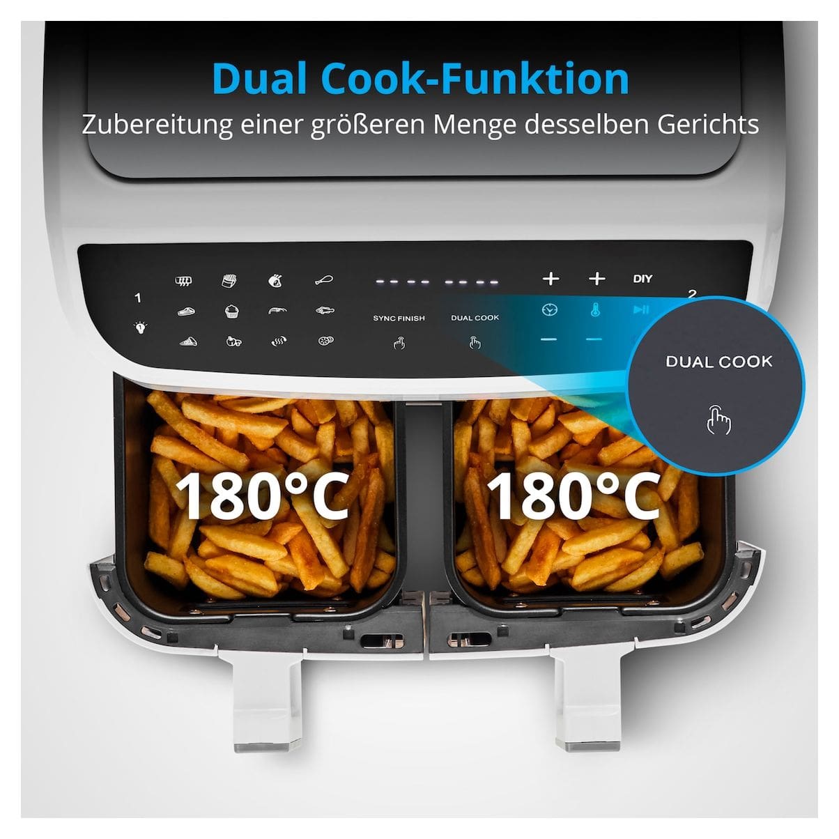 Life P20 XXL MD11760 Doppel Heißluftfritteuse 8,7 l 2600 W  (Weiß) 