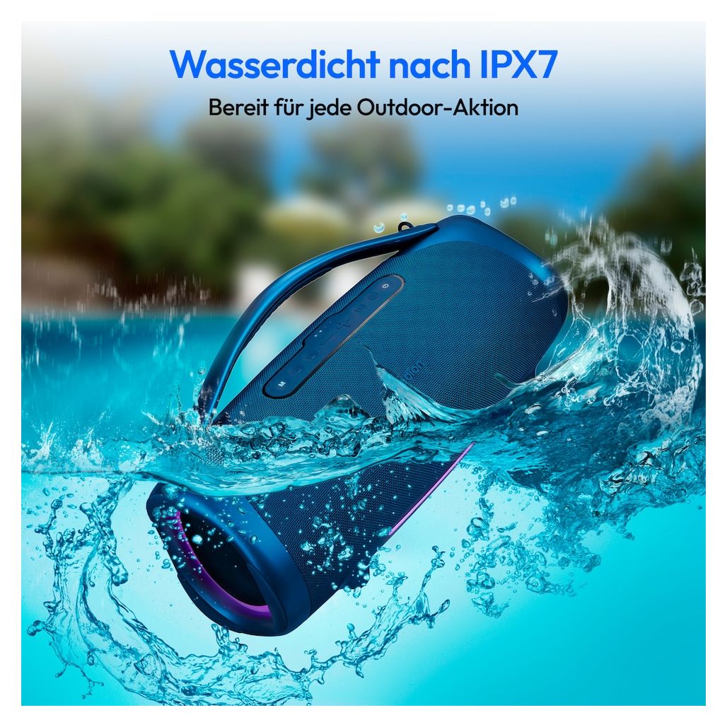 Life P61768 100 W Bluetooth Lautsprecher IPX7 Laufzeit bis 30 h  (Blau) 