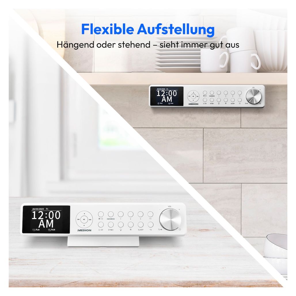 Life P66750 Bluetooth DAB+, PLL, UKW Radio Uhr  (Weiß) 