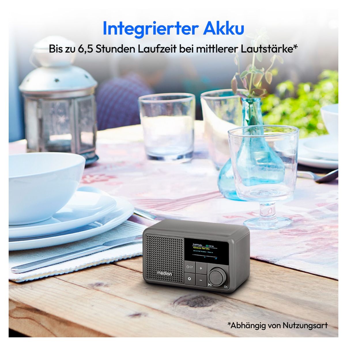 Life S66822 Bluetooth DAB+, UKW Radio Tragbar IPX1  (Grau) 