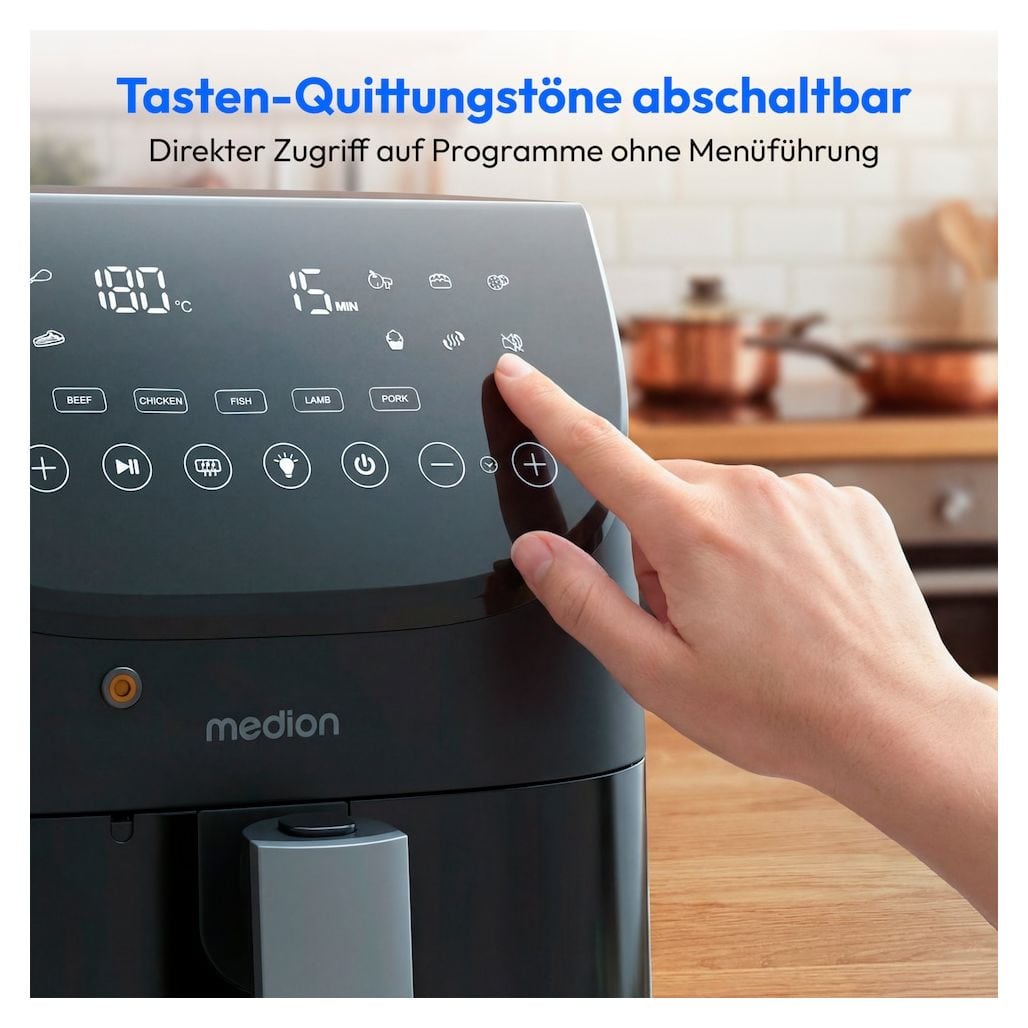 Life X20 XL MD13060 Heißluftfritteuse 6,6 l  (Schwarz) 