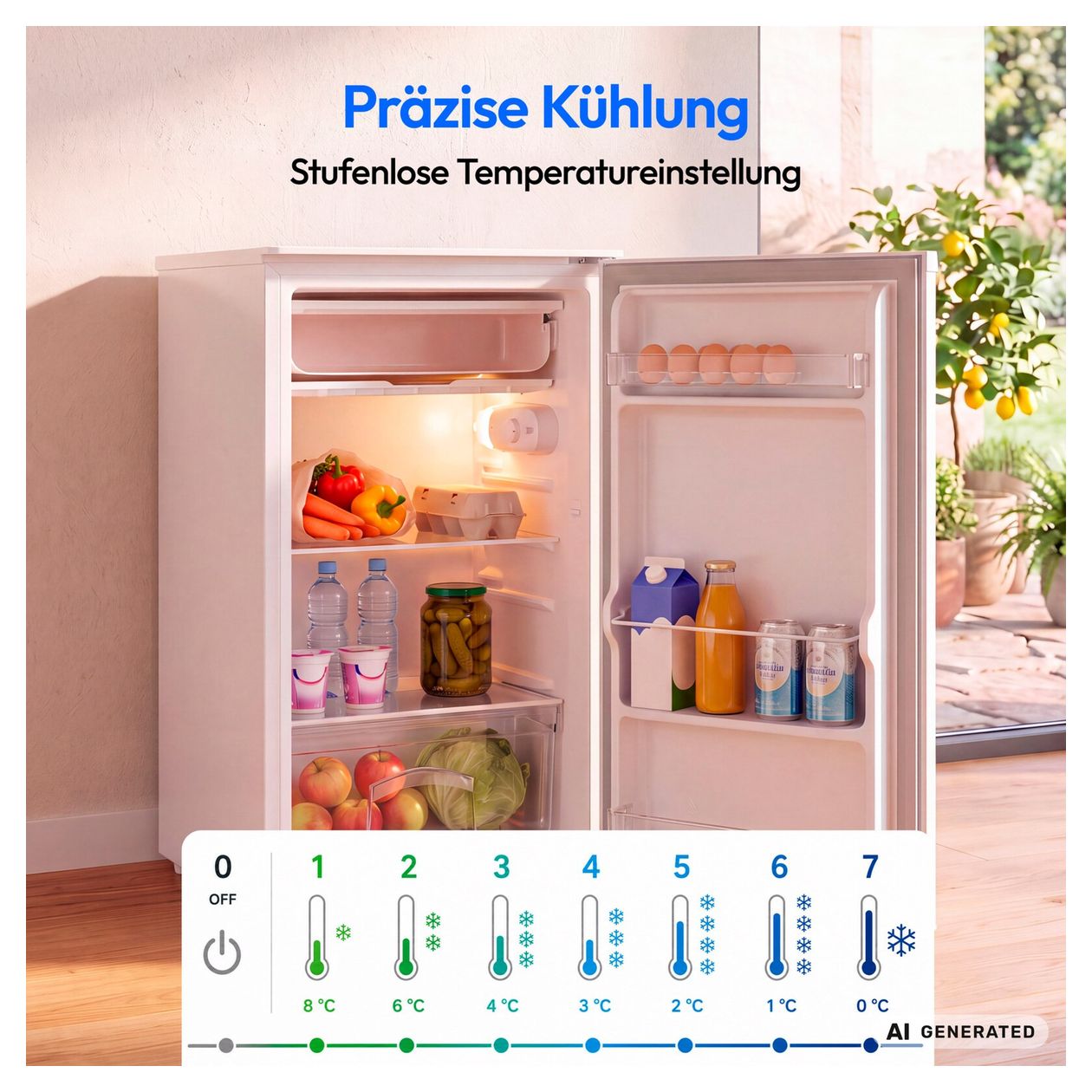 MD370033 90 l / 80 l Tischkühlschrank EEK: E 85 kWh Jahr  (Weiß) 