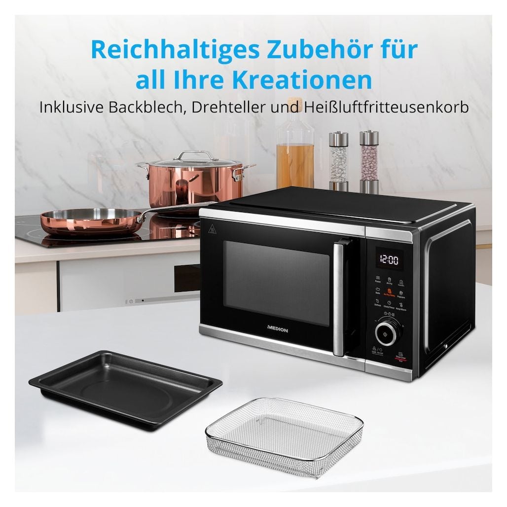 MD11499 Freistehende Mikrowelle 900 W Größe: mittel  (Schwarz, Edelstahl) 