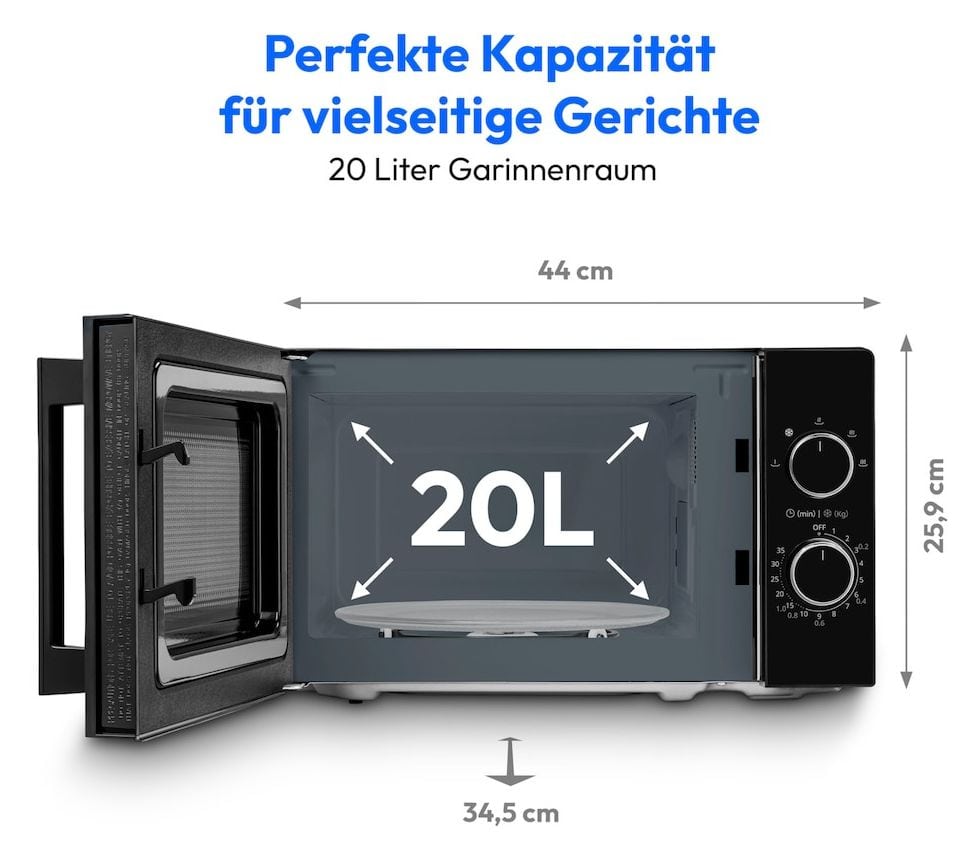 MD12011 Freistehende Mikrowelle 800 W Größe: klein 5 Stufen  (Schwarz) 