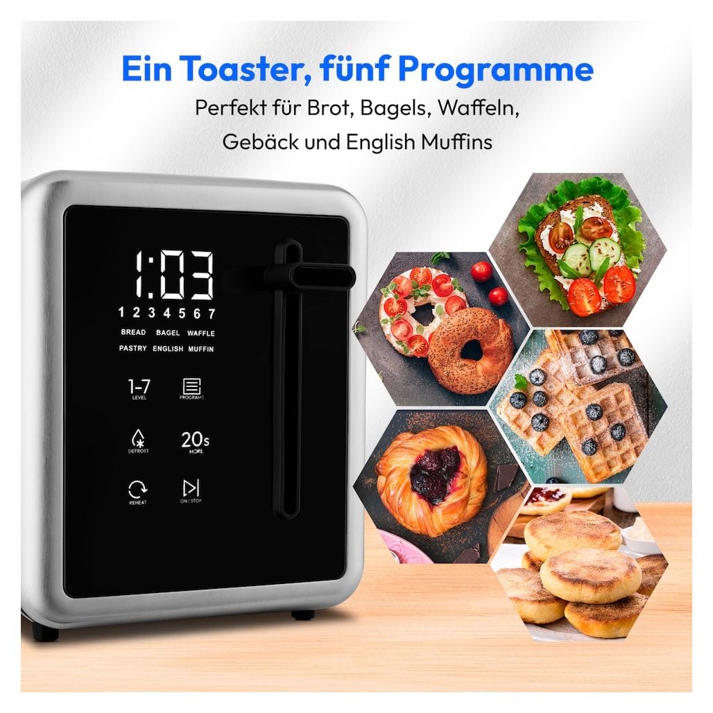 MD12103 Toaster 1450 W 4 Scheibe(n) 7 Stufen  (Silber) 