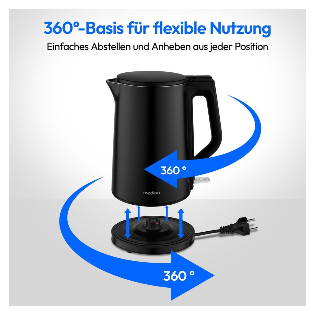 MD12105 1,5 l Wasserkocher 2200 W  (Schwarz) 
