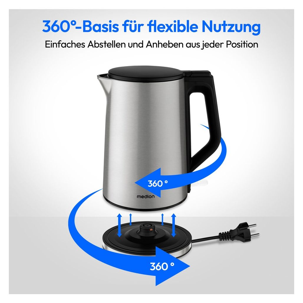 MD12105 1,5 l Wasserkocher 2200 W  (Edelstahl) 
