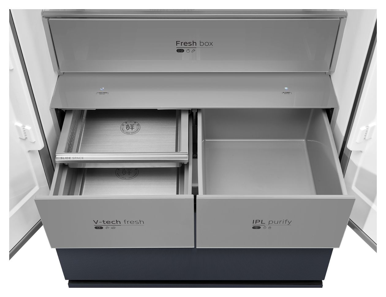 MDRF705BIE70 Side-by-Side Kühl-/ Gefrierkombination French Door 345 l / 170 l 307 kWh 1910 mm x 600 mm  (Grau) 
