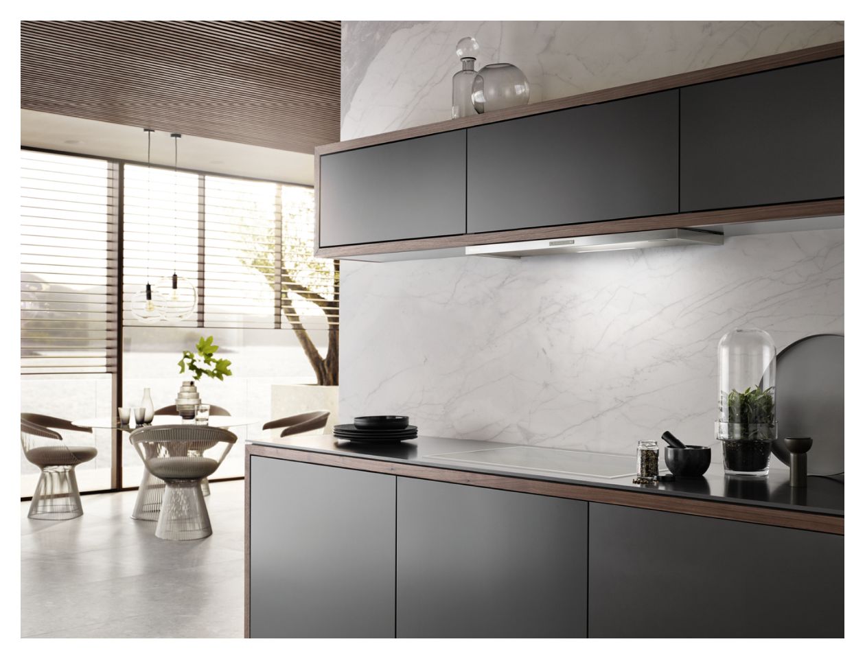DAS2920 Abluft/Umluft Dunstabzugshaube/Esse Unterbau 896 mm (Grau) 
