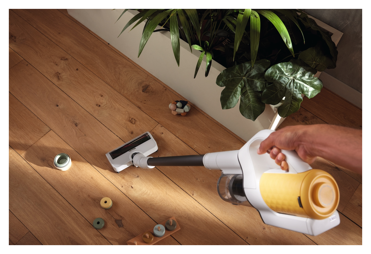 Duoflex HX1 Handstaubsauger Beutellos bis 55 min Laufzeit Hygienefilter  (Weiß, Gelb) 