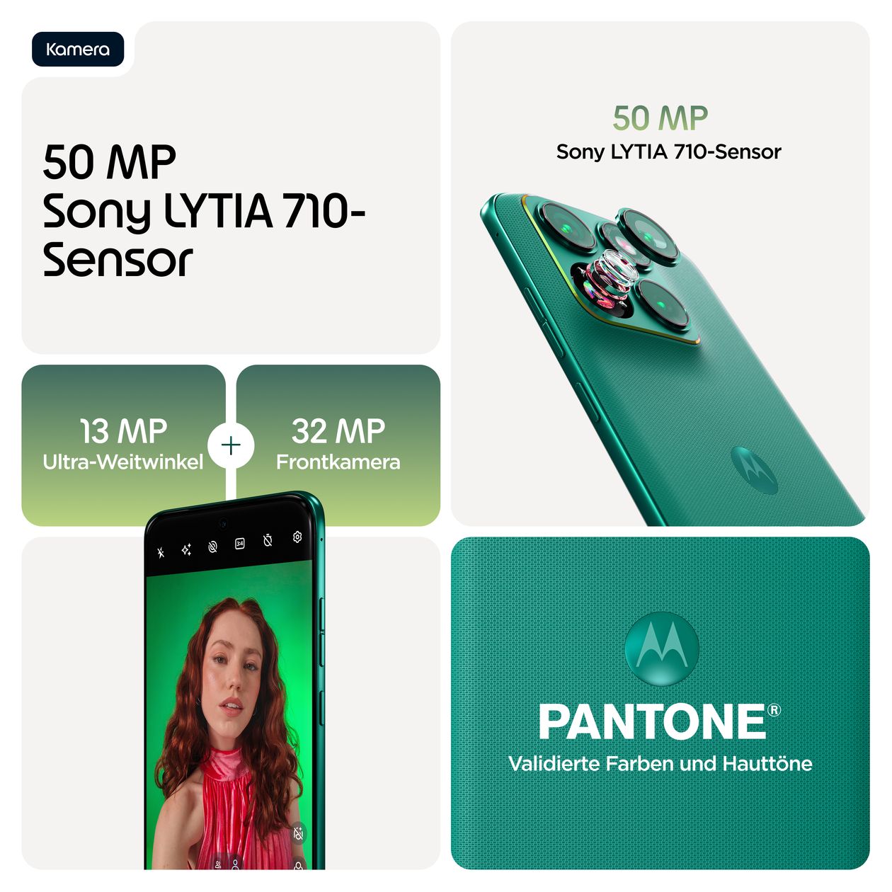 Edge 70 Fusion 256 GB 5G Smartphone 17,2 cm (6.78") 2,5 GHz Android 50 MP Dual Kamera Dual Sim WiFi 6E (PANTONE Sporting Green) 