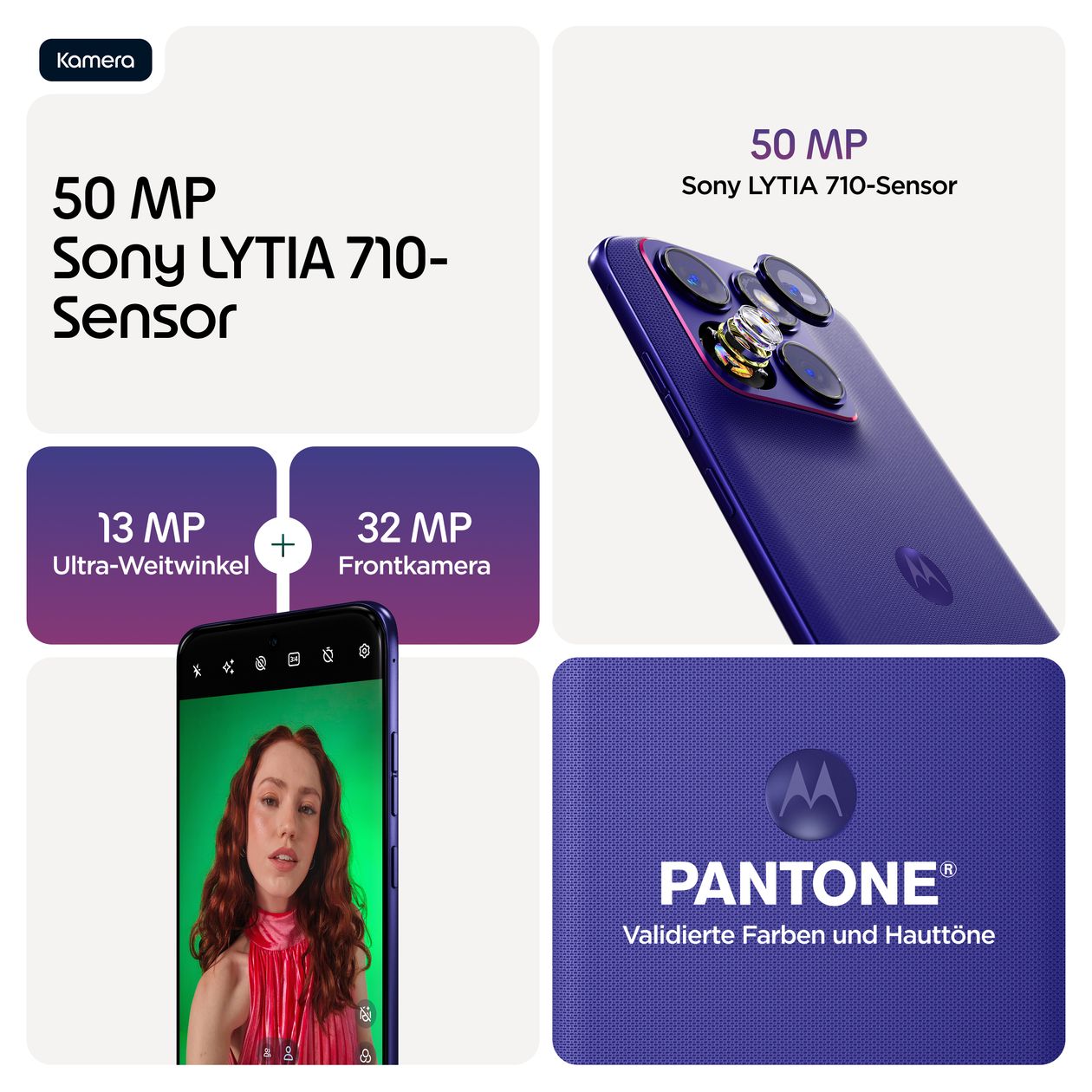 Edge 70 Fusion 256 GB 5G Smartphone 17,2 cm (6.78") 2,5 GHz Android 50 MP Dual Kamera Dual Sim WiFi 6E (PANTONE Orient Blue) 