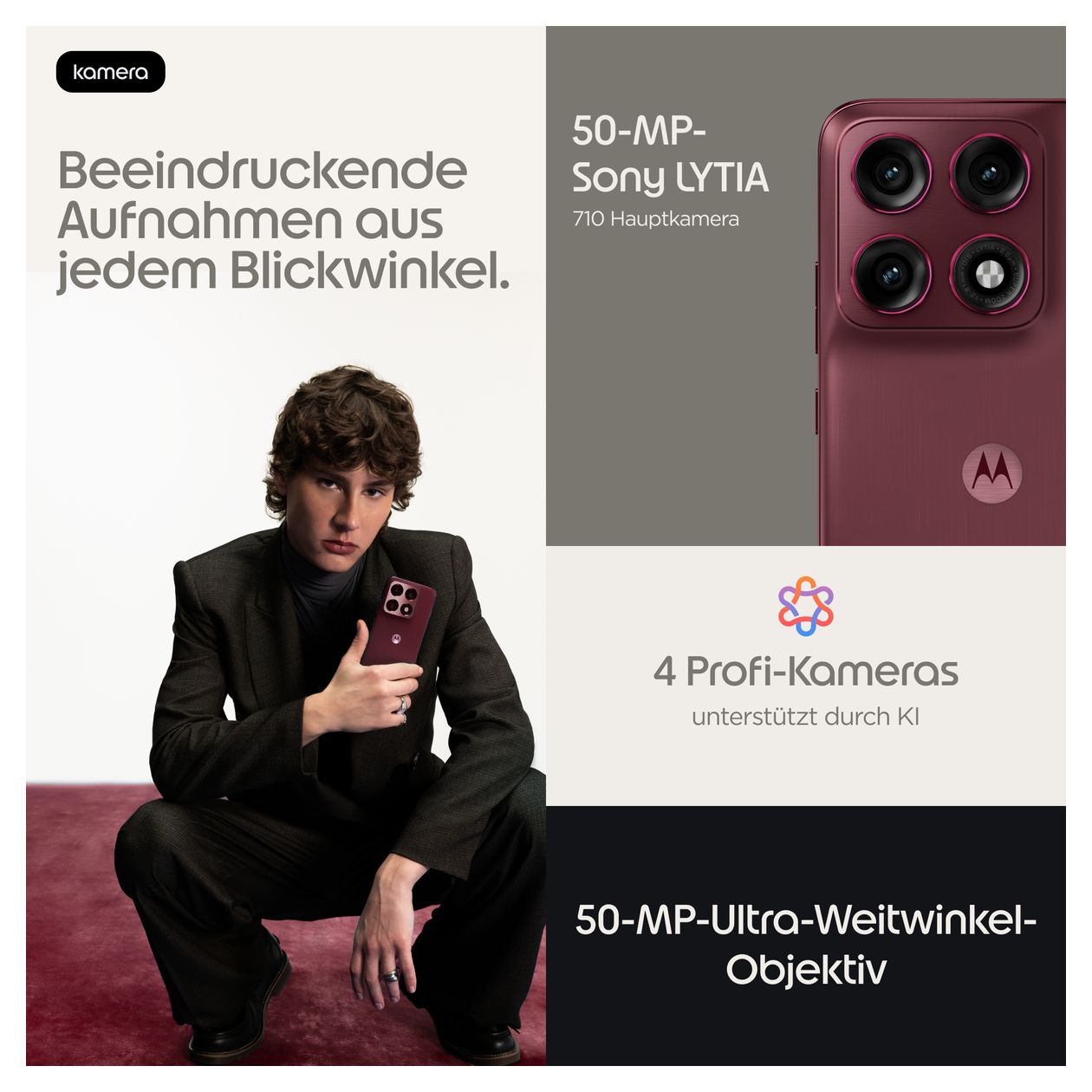 edge 70 Pro 256 GB 5G Smartphone 17,2 cm (6.78") Android 50 MP Dreifach Kamera Dual Sim WiFi 6E (PANTONE Zinfandel) 