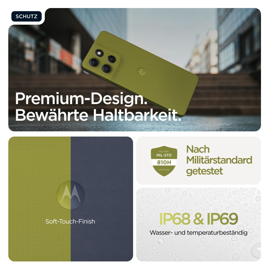 Moto G86 256 GB 5G Smartphone 16,9 cm (6.67 Zoll) Android 50 MP Dual Kamera Dual Sim WiFi 6 (Golden Cypress) 
