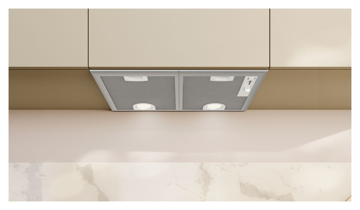 D5655X2 Abluft/Umluft Dunstabzugshaube/Esse Einbau 53 cm (Silber) 