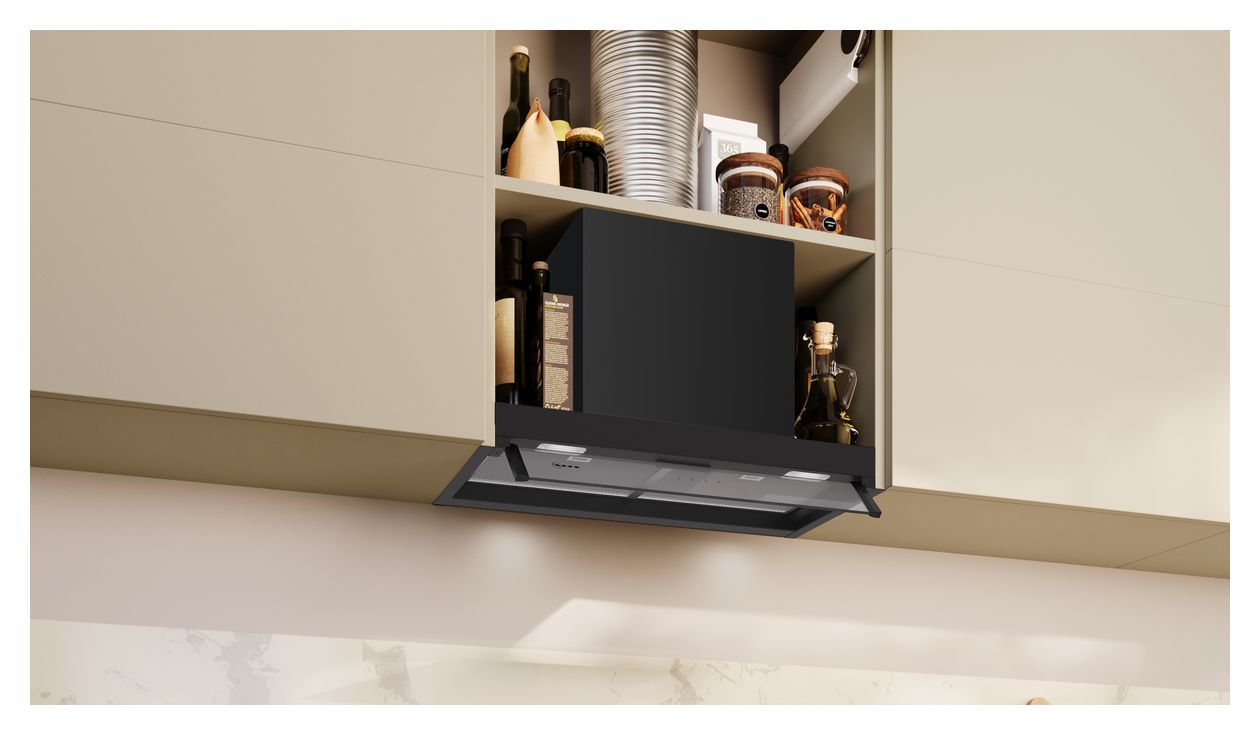 D65XCC2S0 Abluft/Umluft Dunstabzugshaube/Esse Unterbau 60 cm (Schwarz) 
