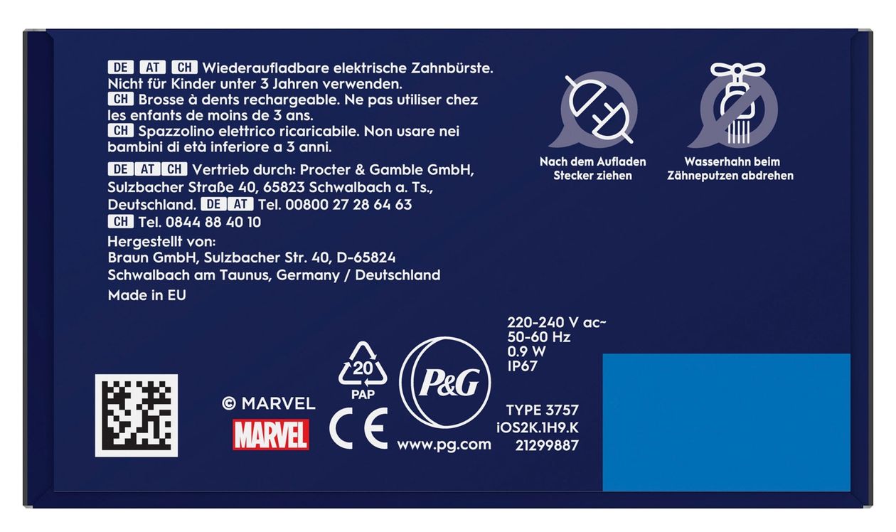 iO Kids 6+ Spiderman Rotierende Zahnbürste für Kinder  (Schwarz) 