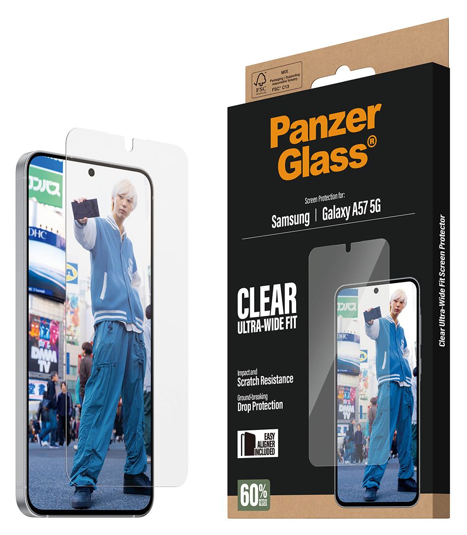 32082 Ultra-Wide Fit Klare Bildschirmschutzfolie Gehärtetes Glas, Polyethylenterephthalat, Silikon für  Samsung Samsung - Galaxy A57 5G Kratzresistent, Schockresistent 