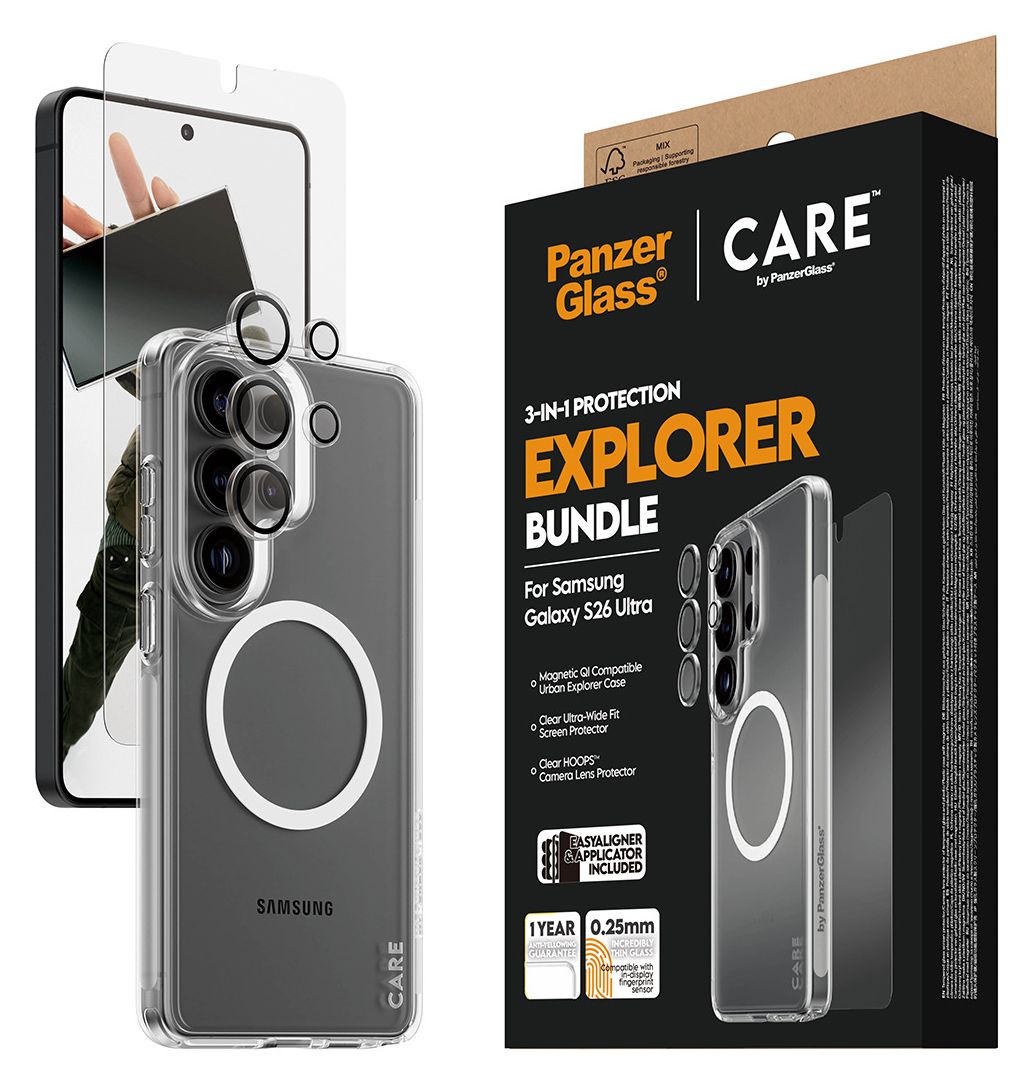 46018 3-in-1 Bundle Cover Klare Bildschirmschutzfolie Thermoplastische Polyurethane (TPU), Gehärtetes Glas, Polyethylenterephthalat, Silikon für  Samsung Samsung - Galaxy S26 Ultra Kratzresistent, Schockresistent 