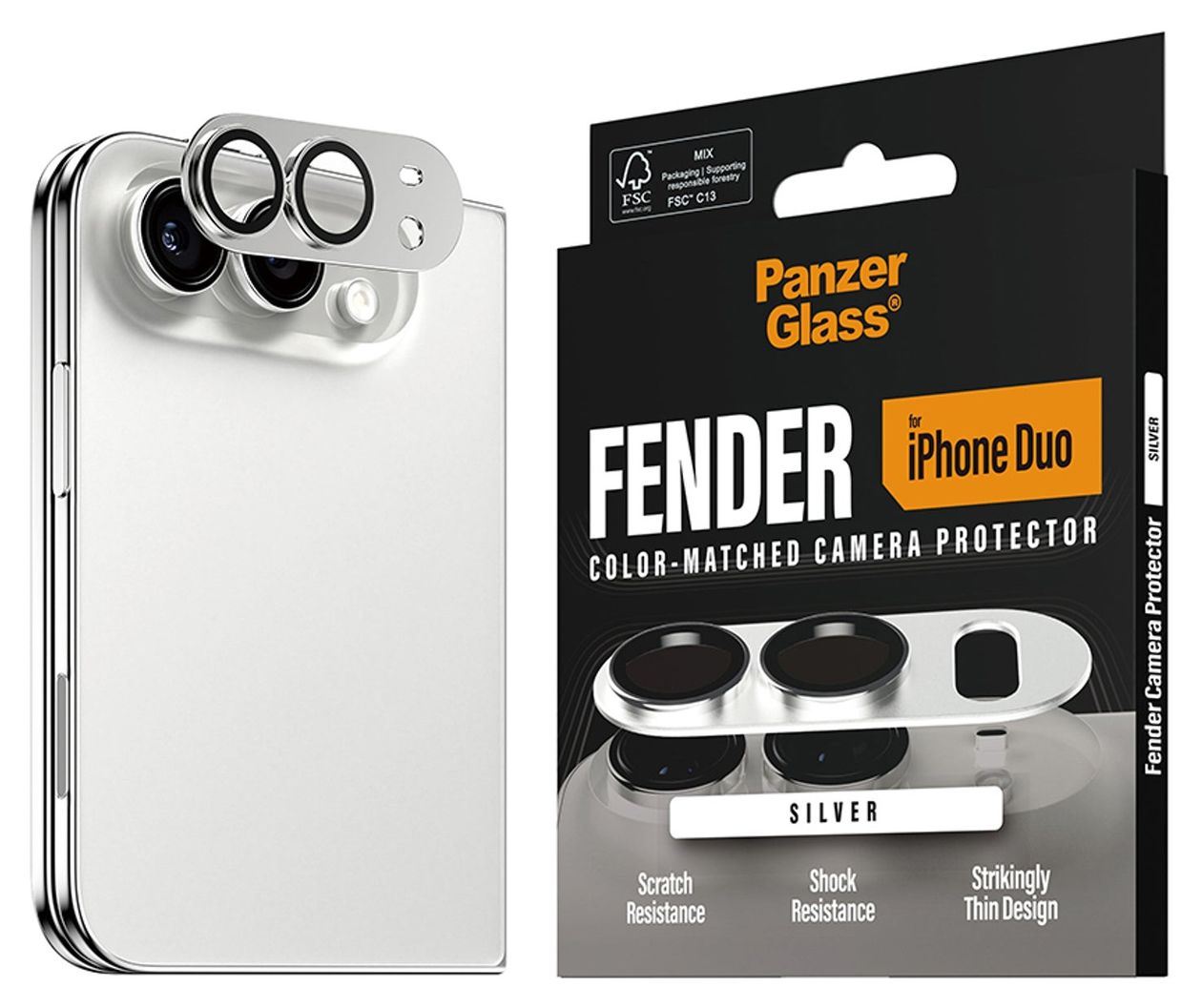 Fender Kameraschutz Silber iPhone Duo 