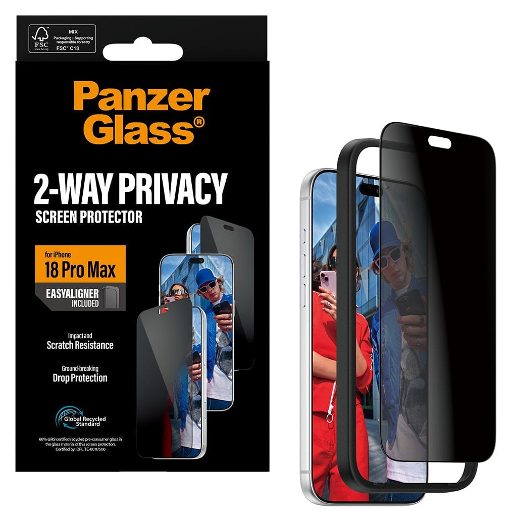 PanzerGlass® 2-Way Privacy Displayschutz iPhone 18 Pro Max | Ultra-Wide Fit m. EasyAligner 
