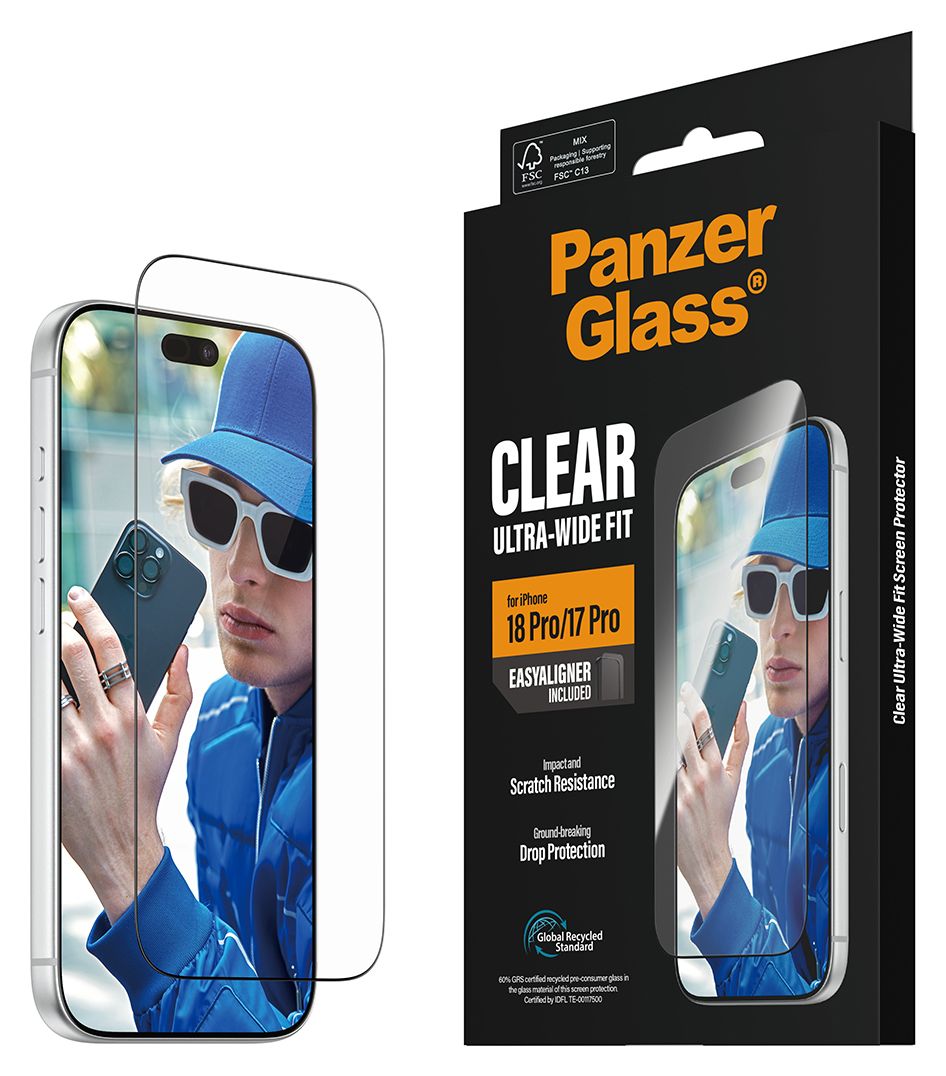 PanzerGlass® Displayschutz iPhone 18 Pro | 17 Pro | Ultra-Wide Fit m. EasyAligner 