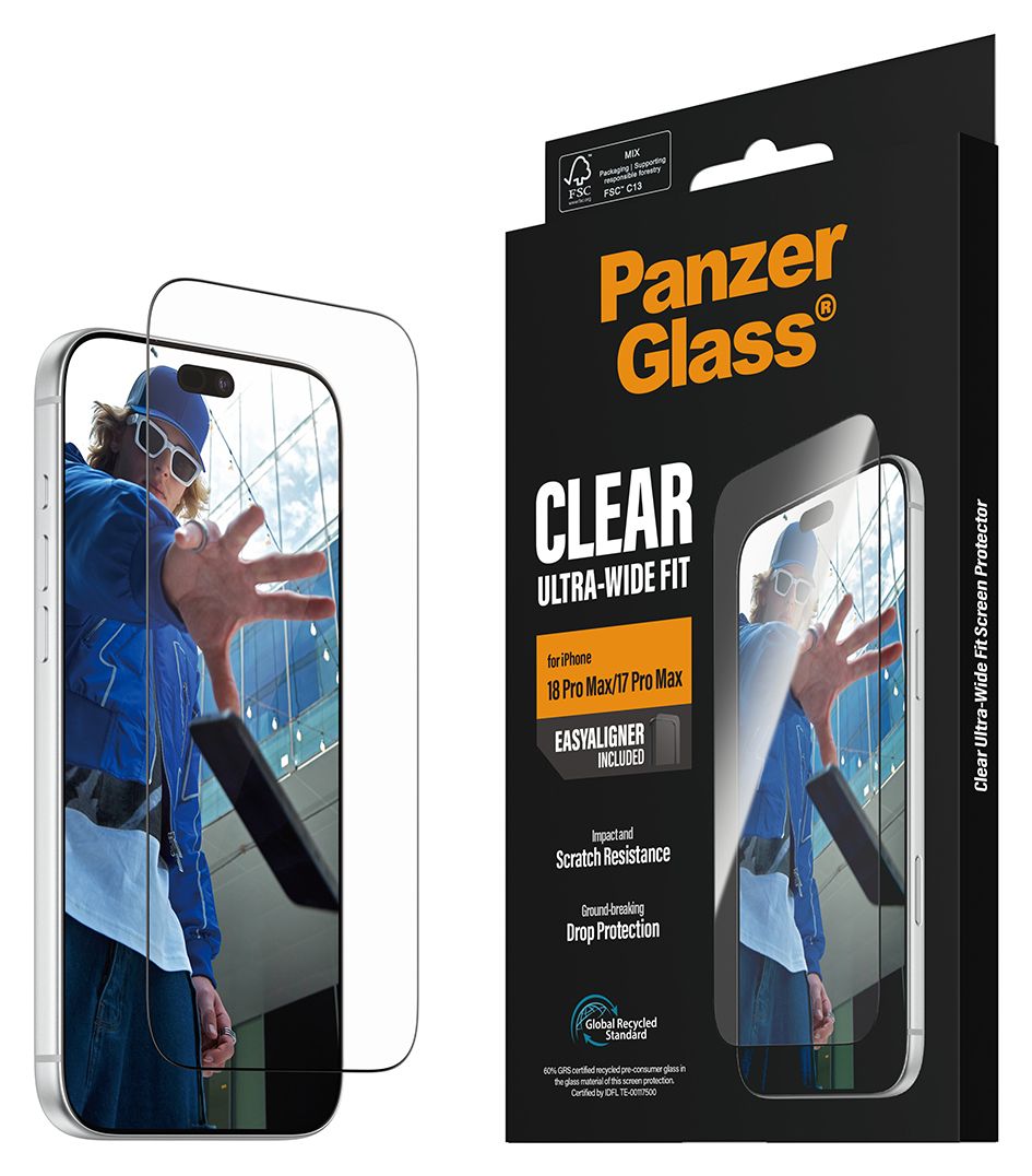 PanzerGlass® Displayschutz iPhone 18 Pro Max | 17 Pro Max | Ultra-Wide Fit m. EasyAligner 