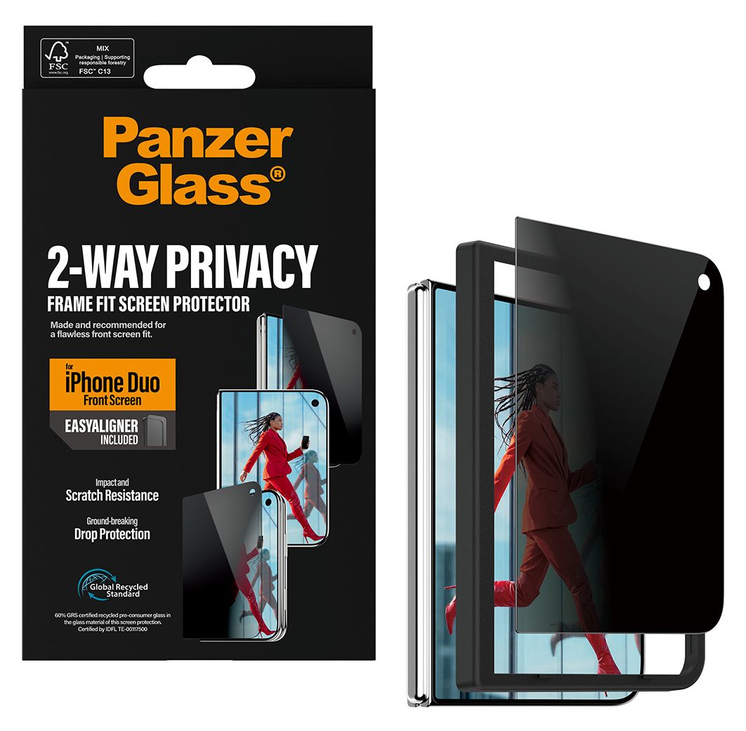 PanzerGlass® Privacy Außendisplay Displayschutz iPhone Duo | RahmenFit m. EasyAligner 