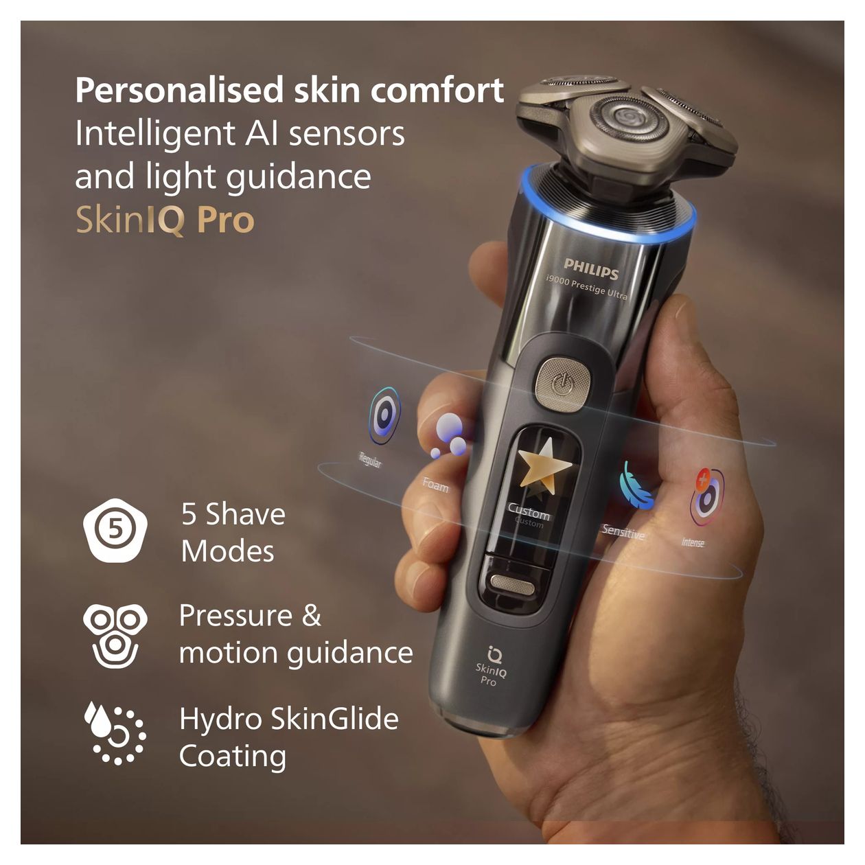 i9000 Prestige Ultra XP9402/31 Elektrischer Nass- & Trockenrasierer mit SkinIQ Pro Nass&Trocken Rasierer Lithium-Ion (Li-Ion) 60 min 
