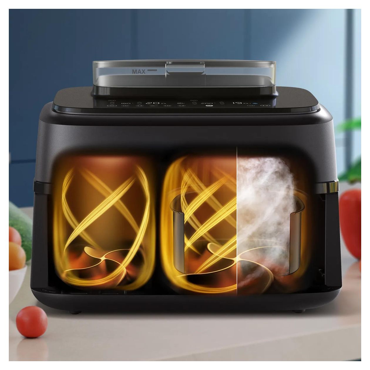Series 5000 NA551/00 Doppel Heißluftfritteuse 9 l 2750 W  (Schwarz, Silber) 