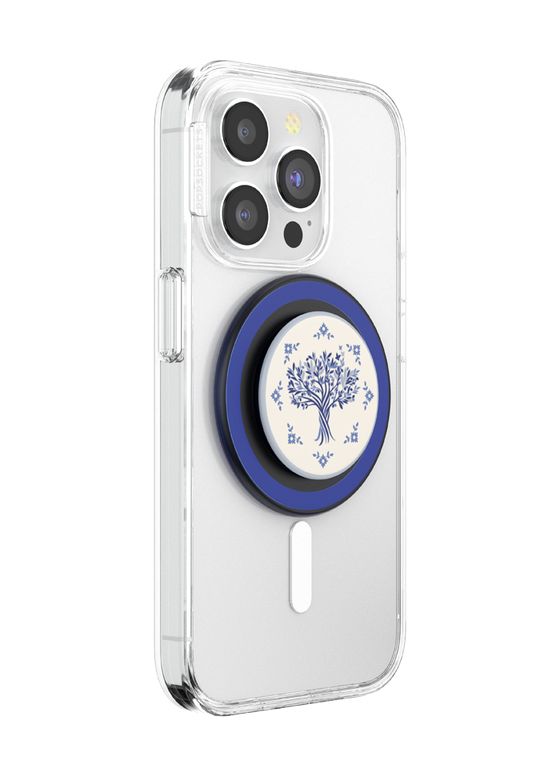 PopGrip MagSafe Olive Tree Tile Fingerring für Apple iPhone 12+  (Blau, Weiß) 