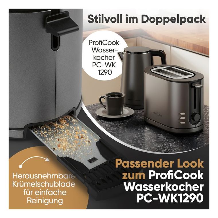 PC-TA1291 Toaster 950 W 2 Scheibe(n)  (Anthrazit) 