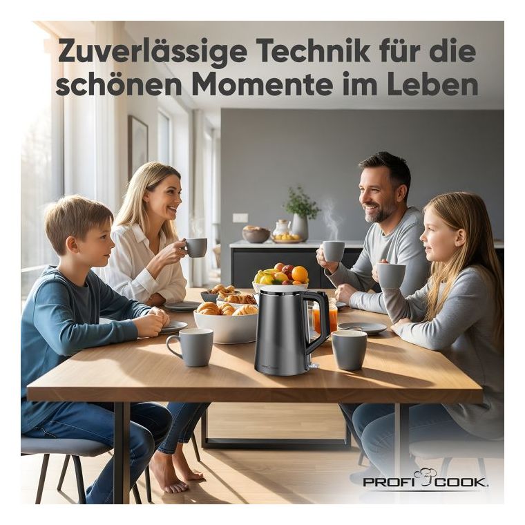 PC-WK1290 1,5 l Wasserkocher 2200 W  (Anthrazit) 