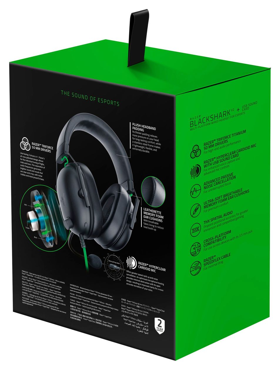 Blackshark V2 X Over Ear Kopfhörer Kabelgebunden  (Schwarz, Grün) 