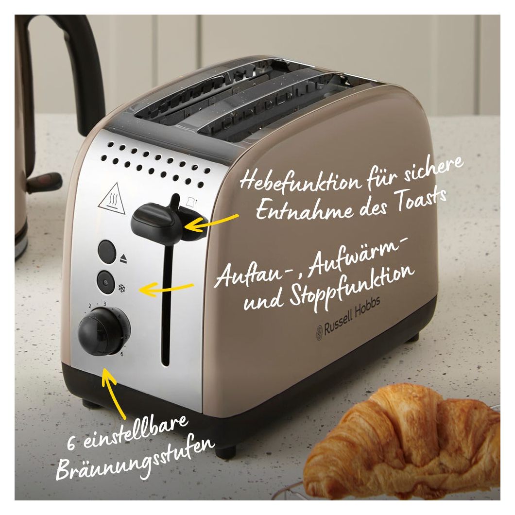 26931-56 Colours Plus Toaster 1670 W 2 Scheibe(n) 6 Stufen  (Schwarz, Mokka) 
