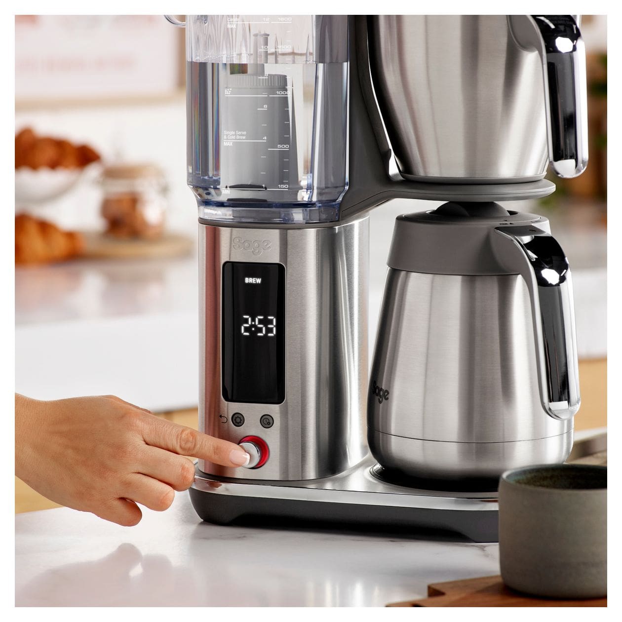 The Luxe Brewer 12 Tassen Thermo Filterkaffeemaschine 1,8 l  (Edelstahl) 