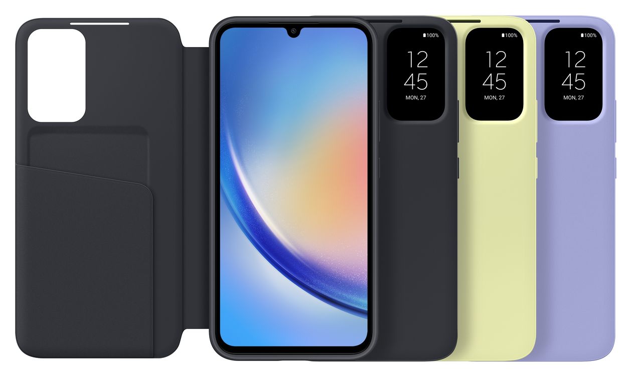 Smart View Wallet Case Geldbörsenhülle für Samsung Galaxy A34  (Schwarz) 