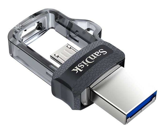 Ultra Dual m3.0 USB Type-A / Micro-USB Stick 256 GB (Schwarz, Silber, Transparent) 