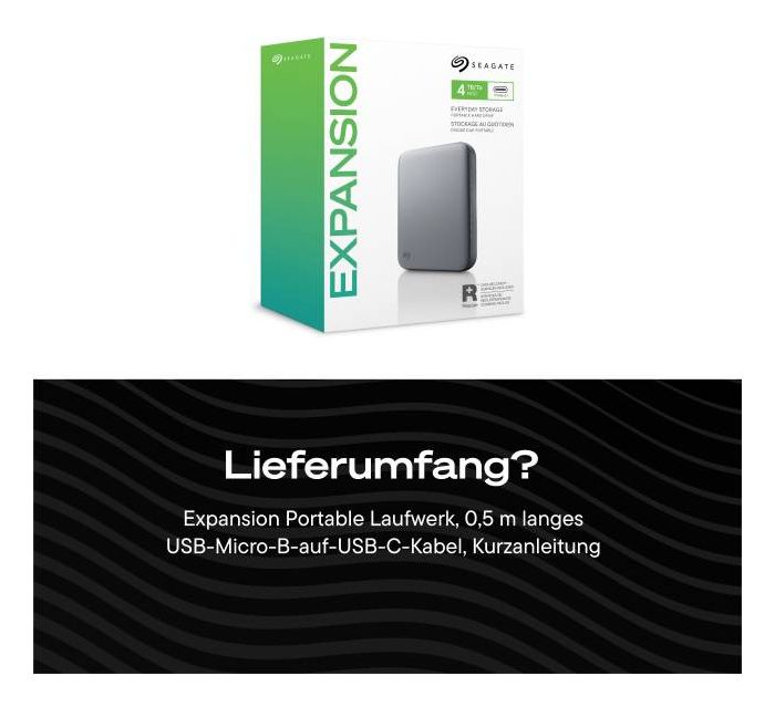 Expansion Portable 4 TB externe Festplatte 2.5" USB Typ-C  (Schwarz) 