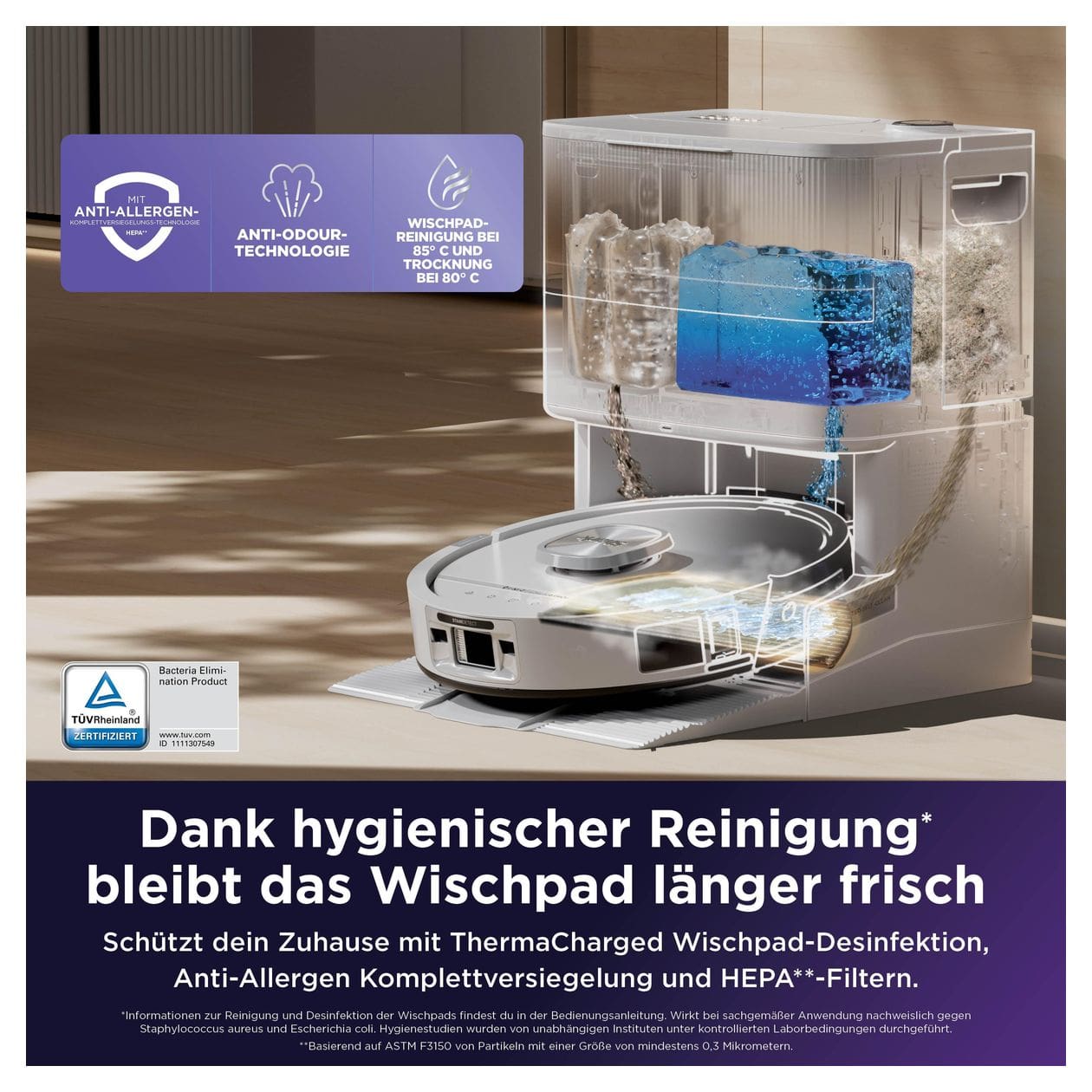 RV3010XEEUWH Saugroboter nass/trocken 180 min Akku  (Weiß) 