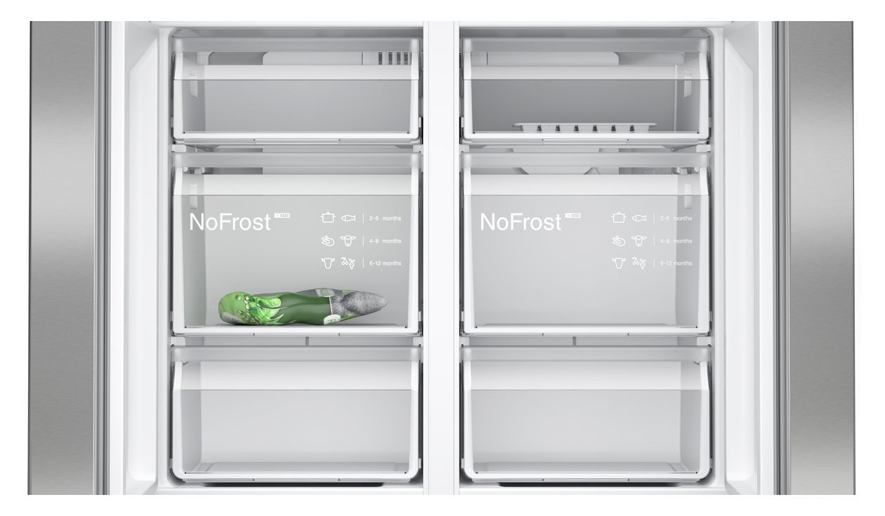iQ300 KF96NVPEA Side-by-Side Kühl-/ Gefrierkombination French Door 405 l / 200 l 333 kWh NoFrost 1830 mm x 910 mm  (Silber) 
