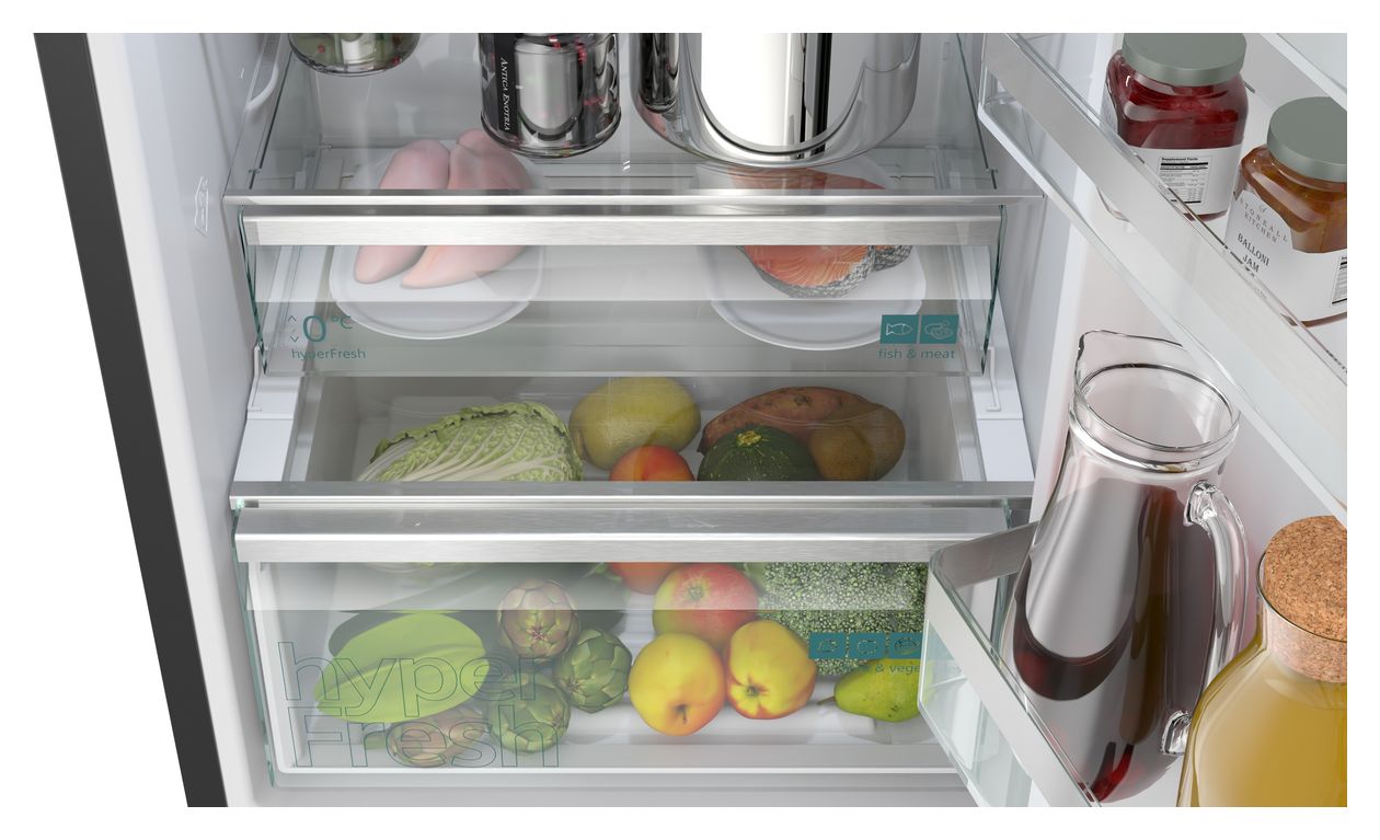 iQ300 KG36NVXBG 218 l / 103 l Kühl-Gefrierkombi freistehend NoFrost 127 kWh Jahr (Gebürsteter Stahl, Schwarz) 
